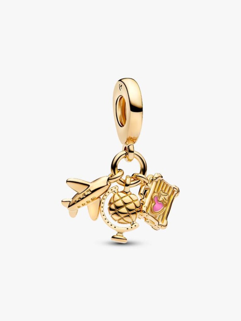 Pandora Airplane, Globe & Suitcase Triple Dangle Charm